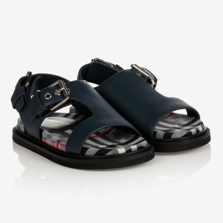 * Shoes | Discount Boys Navy Blue Leather Sandals