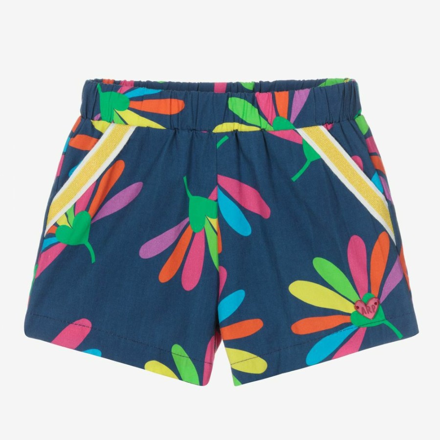 * Outfits | Closeout Sale Girls Blue Floral Cotton Shorts