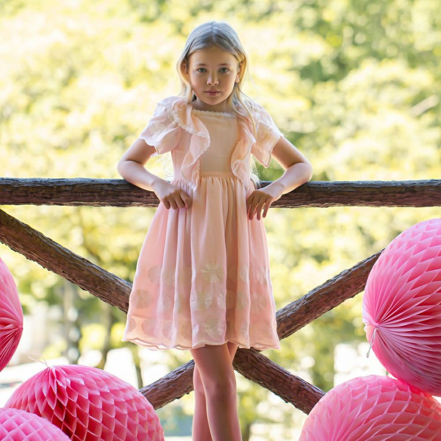 * Outfits | Good Quality Pink Embroidered Voile Dress