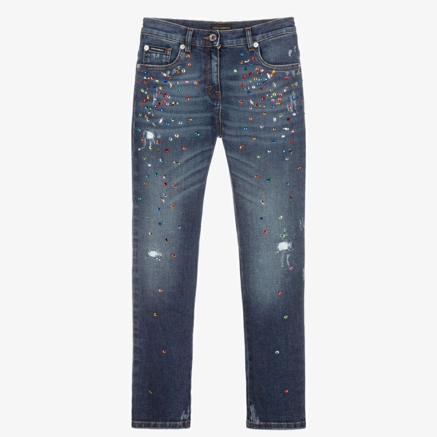 * Girl | Popular Teen Blue Denim Crystal Jeans