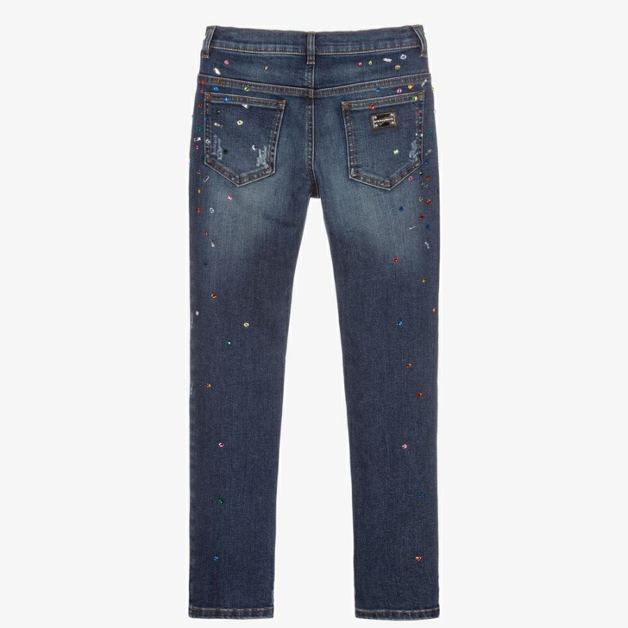 * Girl | Popular Teen Blue Denim Crystal Jeans