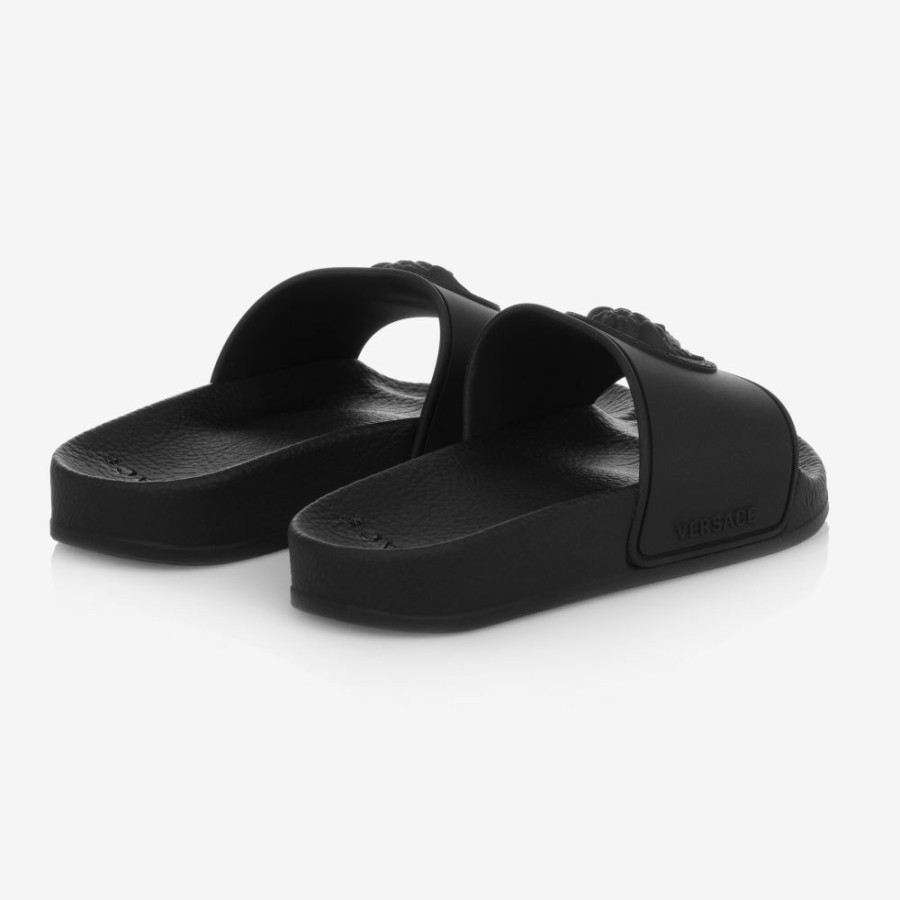 * Boy | Closeout Sale Teen Black Medusa Logo Sliders