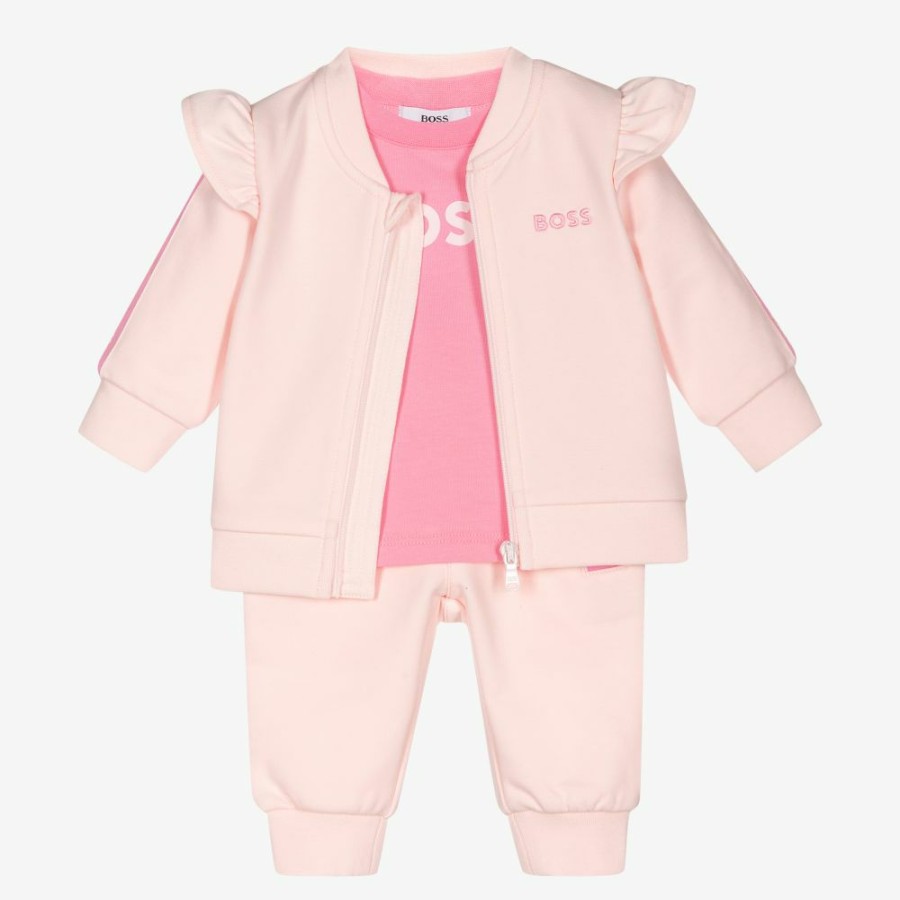 * Outfits | Best Price Girls Pink 3 Piece Tracksuit