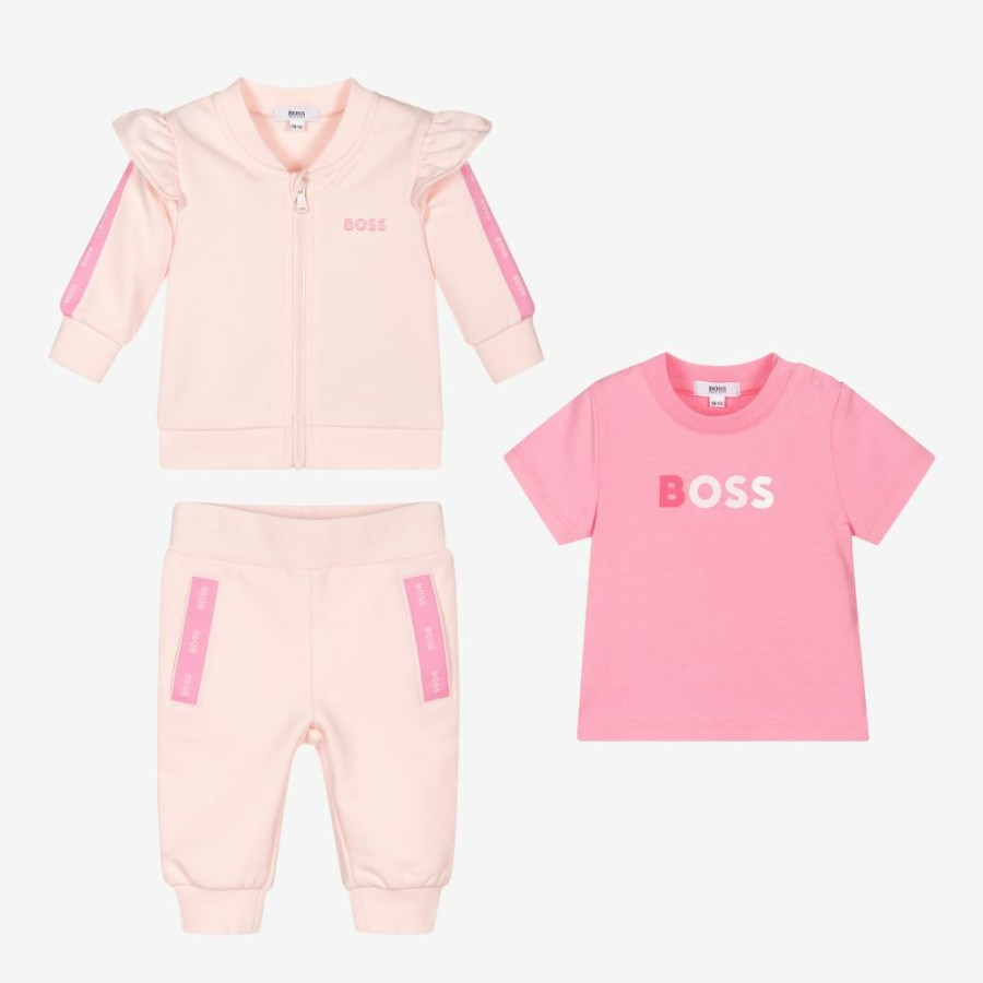 * Outfits | Best Price Girls Pink 3 Piece Tracksuit