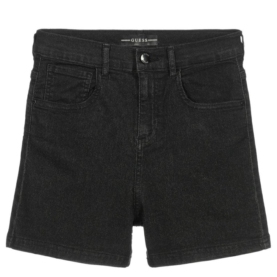 * Girl | Exclusive Design Teen Black Denim Logo Shorts