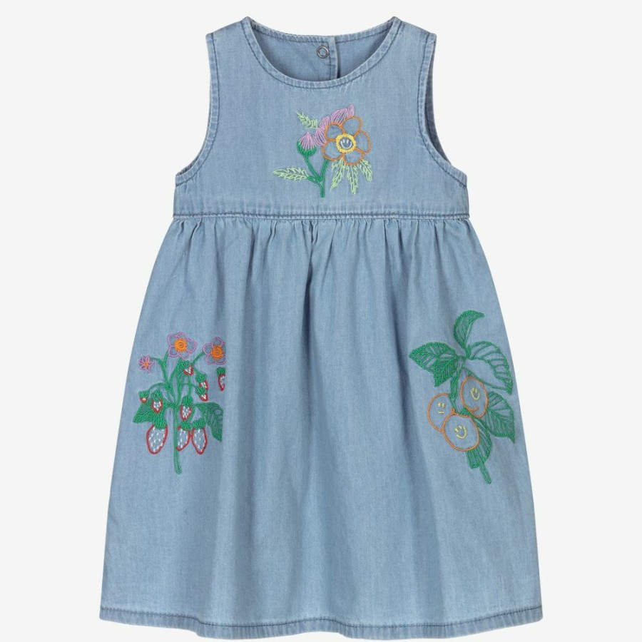 * Outfits | Lower Prices Girls Blue Chambray Dress Set