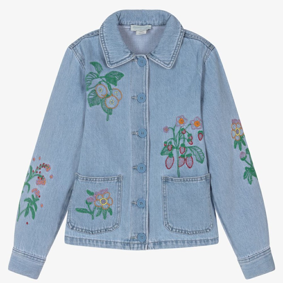 * Girl | Less Expensive Teen Blue Floral Denim Jacket