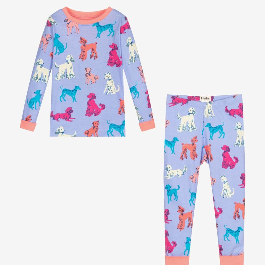 * Nightwear Underwear | Online Girls Purple Pups Pyjamas