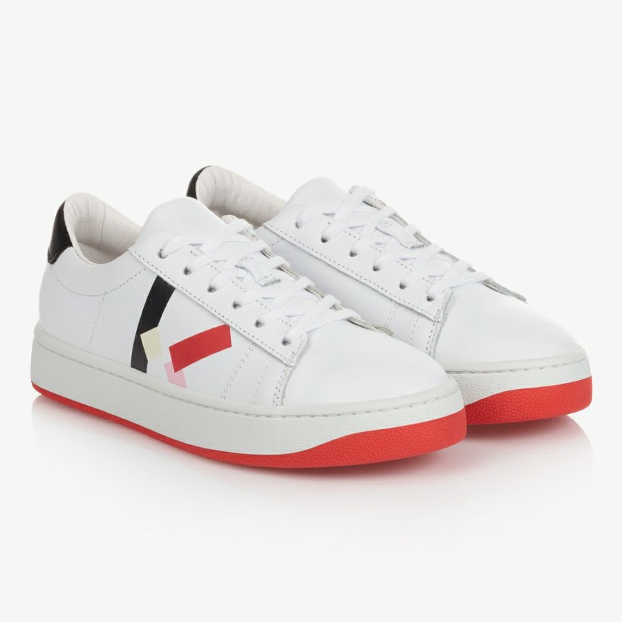 * Girl | Reliable Quality Teen White K Logo Trainers