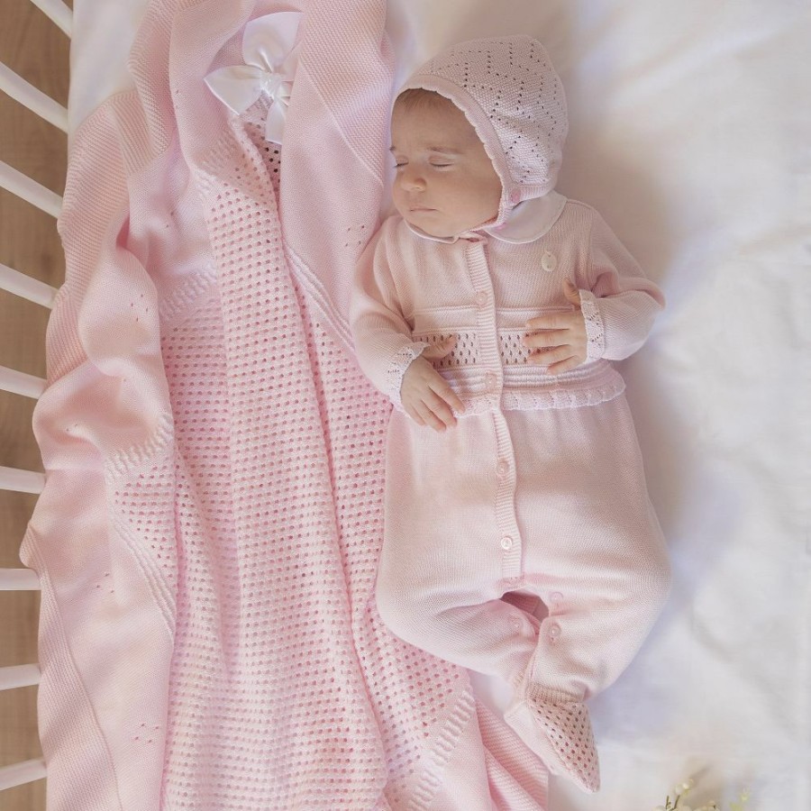 * Babysuits | Exclusive Pink Knitted Cotton Babygrow