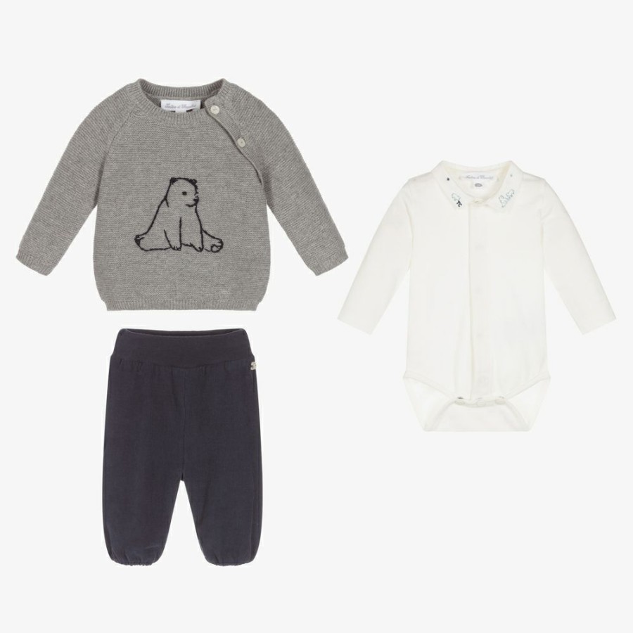 * Babysuits | Crazy Deals Baby Boys Grey Bear Outfit Set