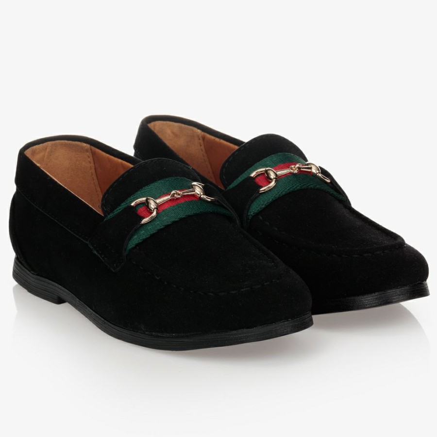 * Shoes | Exclusive Design Boys Black Horsebit Loafers