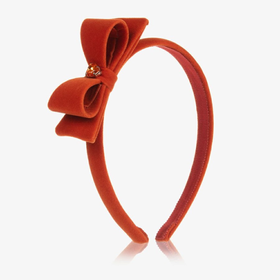 * Accessories | Best Sellers Orange Velvet Bow Hairband