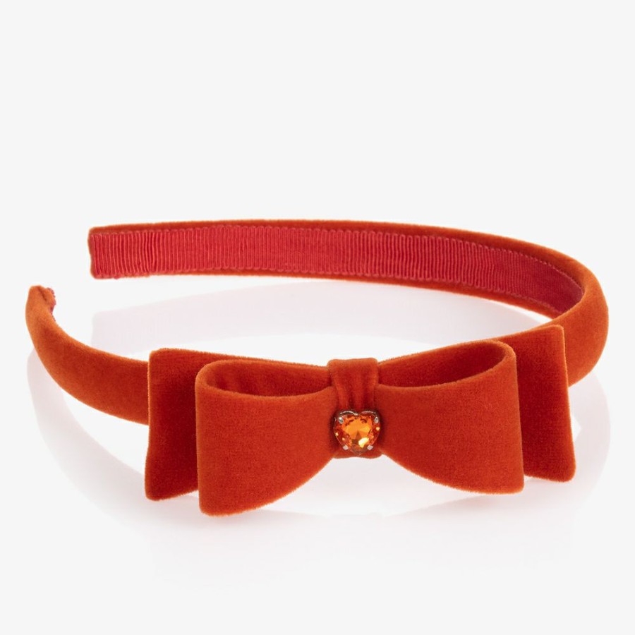 * Accessories | Best Sellers Orange Velvet Bow Hairband