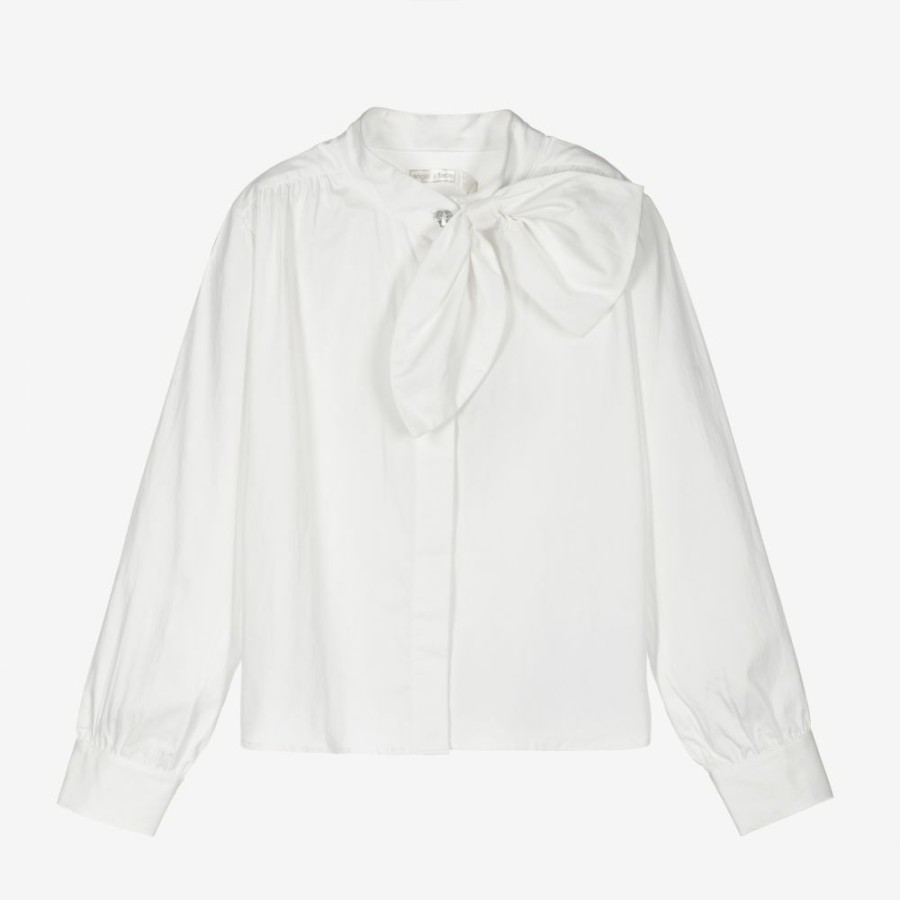 * Girl | Discount Teen White Cotton Bow Blouse