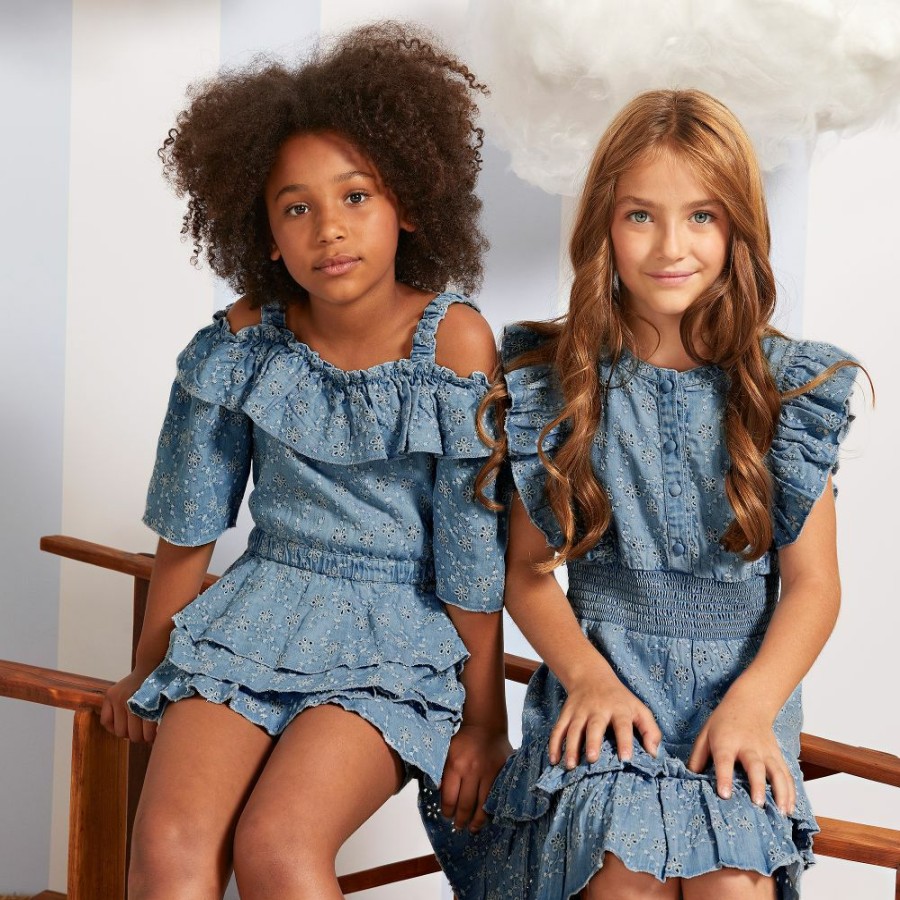 * Outfits | Closeout Sale Girls Blue Lyocell Dress