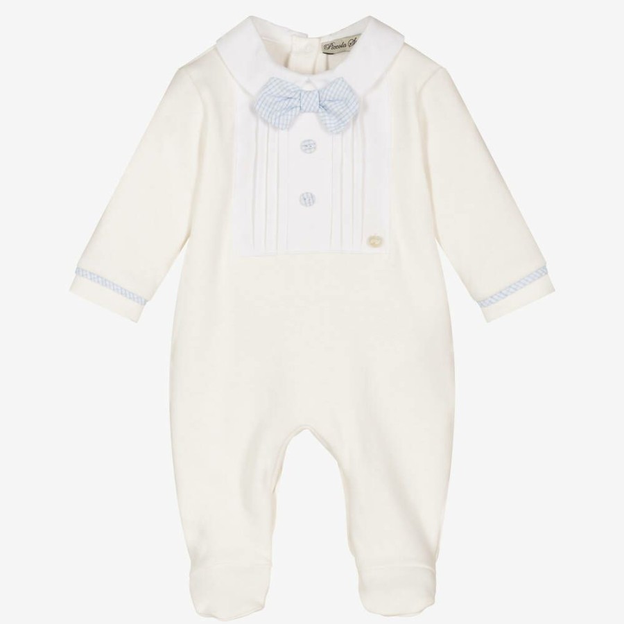 * Babysuits | Unique Boys Ivory Bow Tie Babygrow