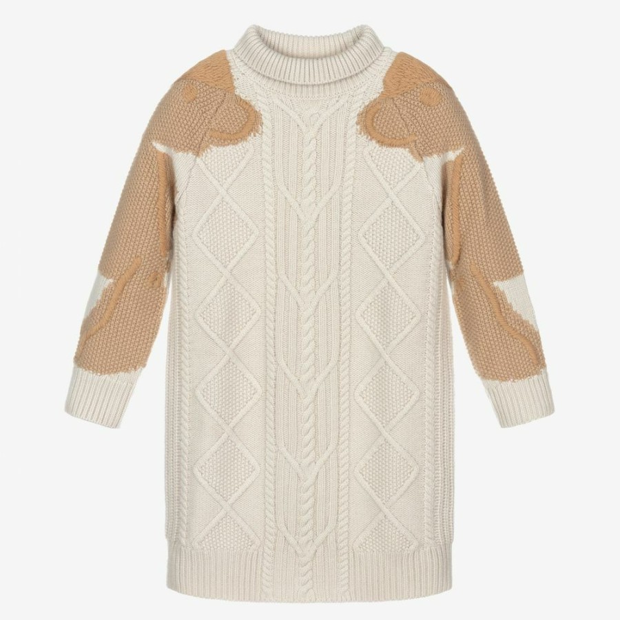 * Outfits | Online Girls Beige Knitted Wool Dress